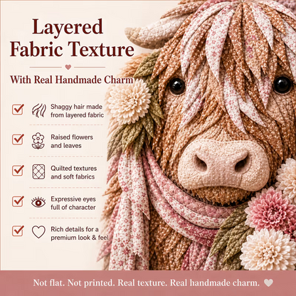 🔥LAST DAY 50% OFF - 🐮💐🌸 Birth Flower Highland Cow 3D Layered Fabric Art DIY Kit (Beginner-friendly) 🔥 Buy 2 Free Shipping