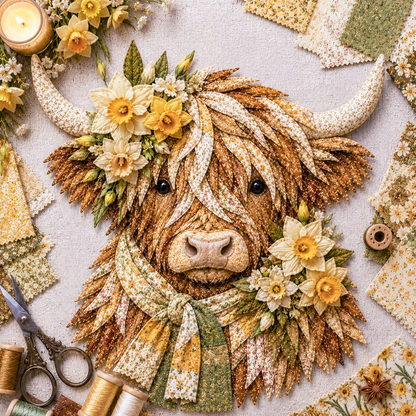 🔥LAST DAY 50% OFF - 🐮💐🌸 Birth Flower Highland Cow 3D Layered Fabric Art DIY Kit (Beginner-friendly) 🔥 Buy 2 Free Shipping