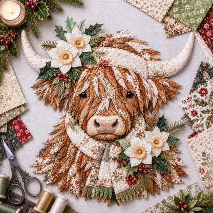 🔥LAST DAY 50% OFF - 🐮💐🌸 Birth Flower Highland Cow 3D Layered Fabric Art DIY Kit (Beginner-friendly) 🔥 Buy 2 Free Shipping