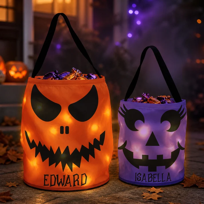 🎃👻Halloween Candy Bag For Kids Scary Pumpkin Face - Personalized Halloween Basket
