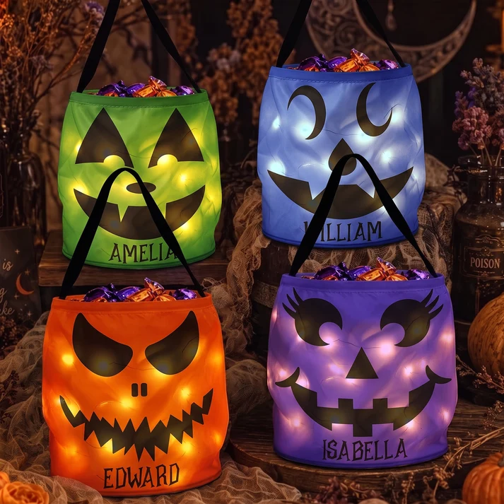 🎃👻Halloween Candy Bag For Kids Scary Pumpkin Face - Personalized Halloween Basket