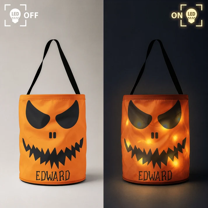 🎃👻Halloween Candy Bag For Kids Scary Pumpkin Face - Personalized Halloween Basket