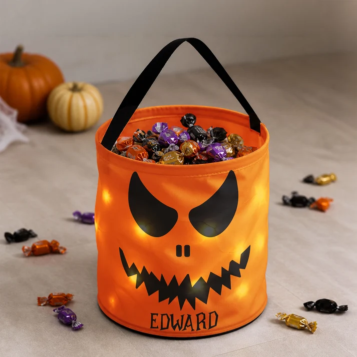 🎃👻Halloween Candy Bag For Kids Scary Pumpkin Face - Personalized Halloween Basket