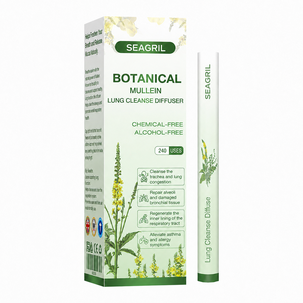 ❣️✅UK Owned and Operated|Botanical Mullein Lung Cleanse Diffuser (💝 Cough, wheezing, shortness of breath, sputum, stuffy nose, bronchitis, bronchitis, allergy symptoms, lung discomfort💝)